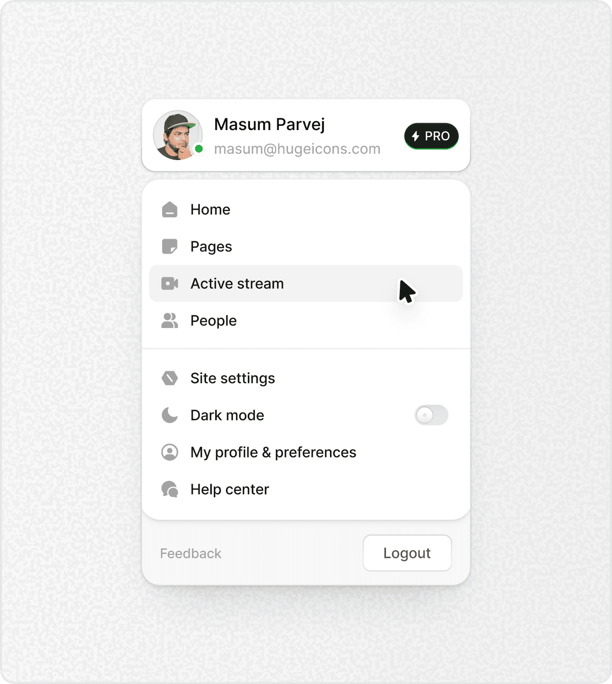 Task management UI with Hugeicons