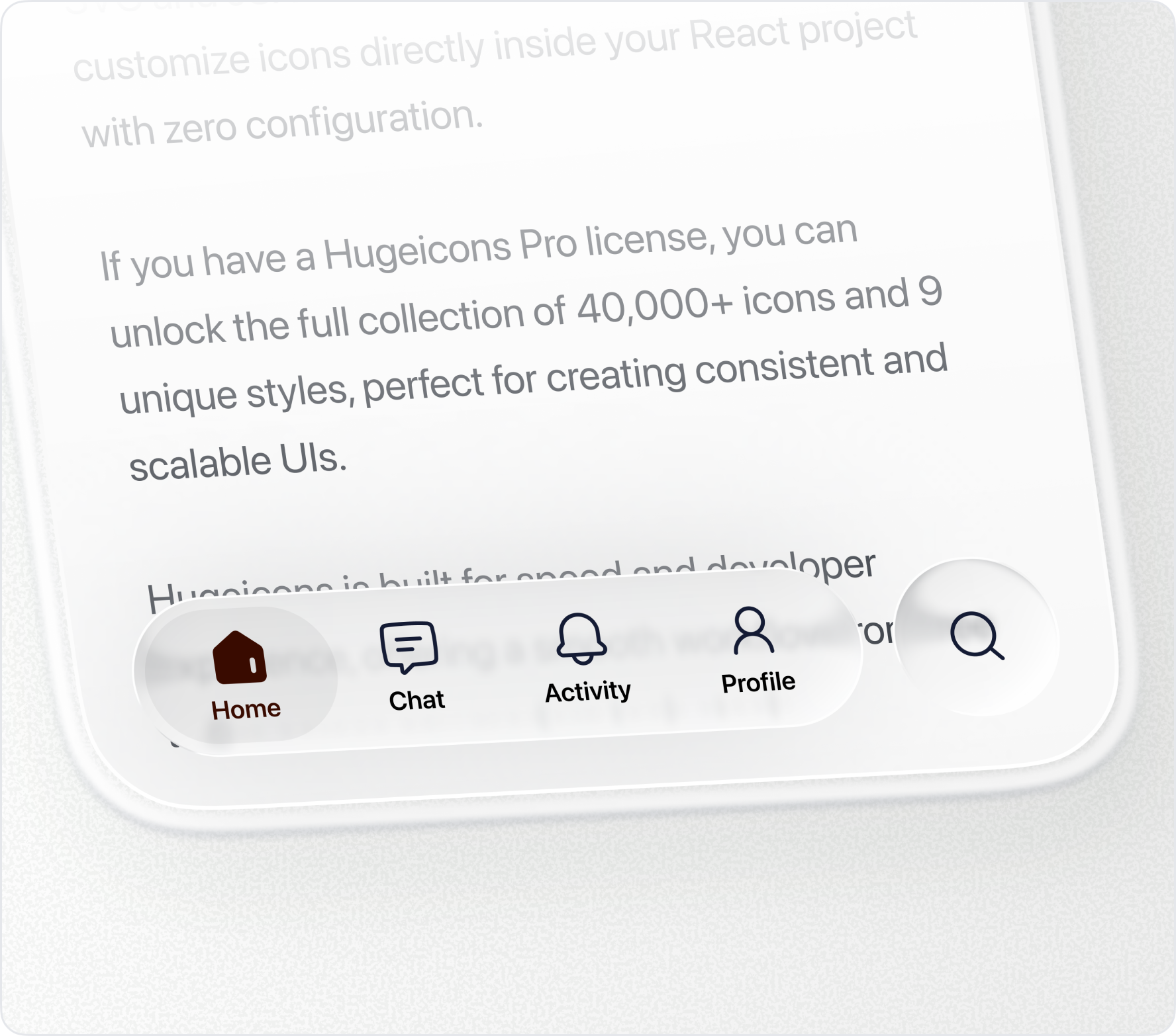 Website features section with Hugeicons