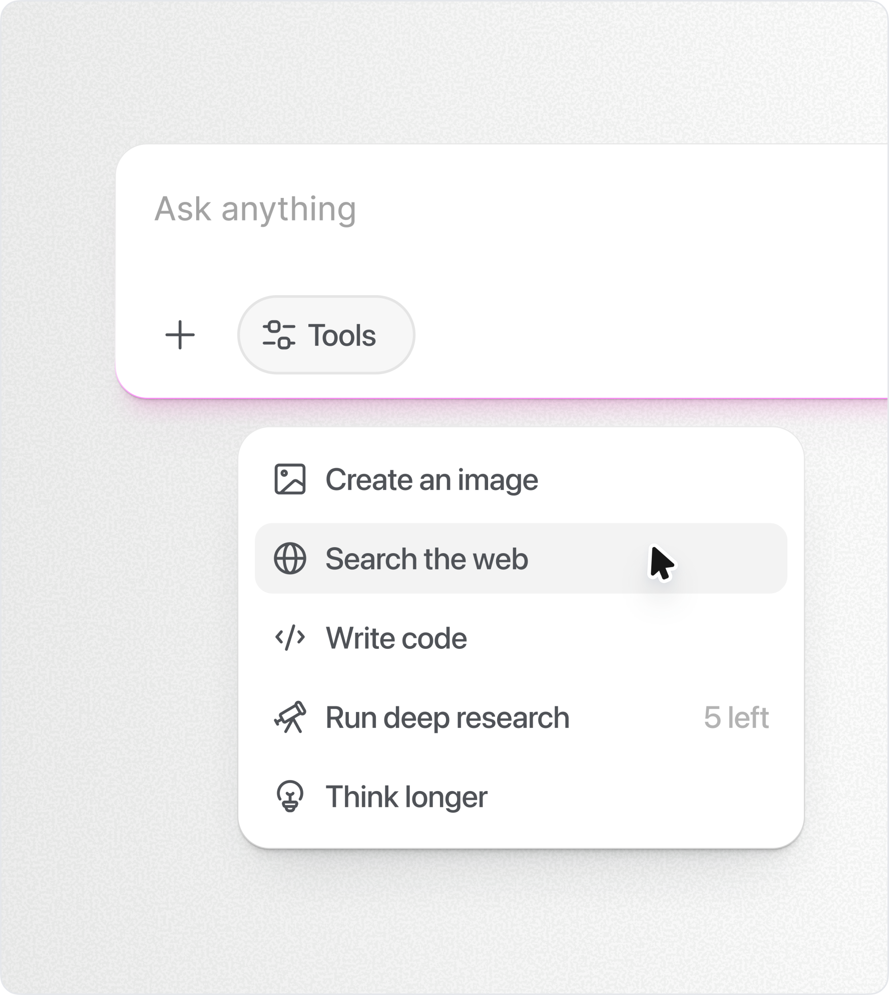 Website features section with Hugeicons