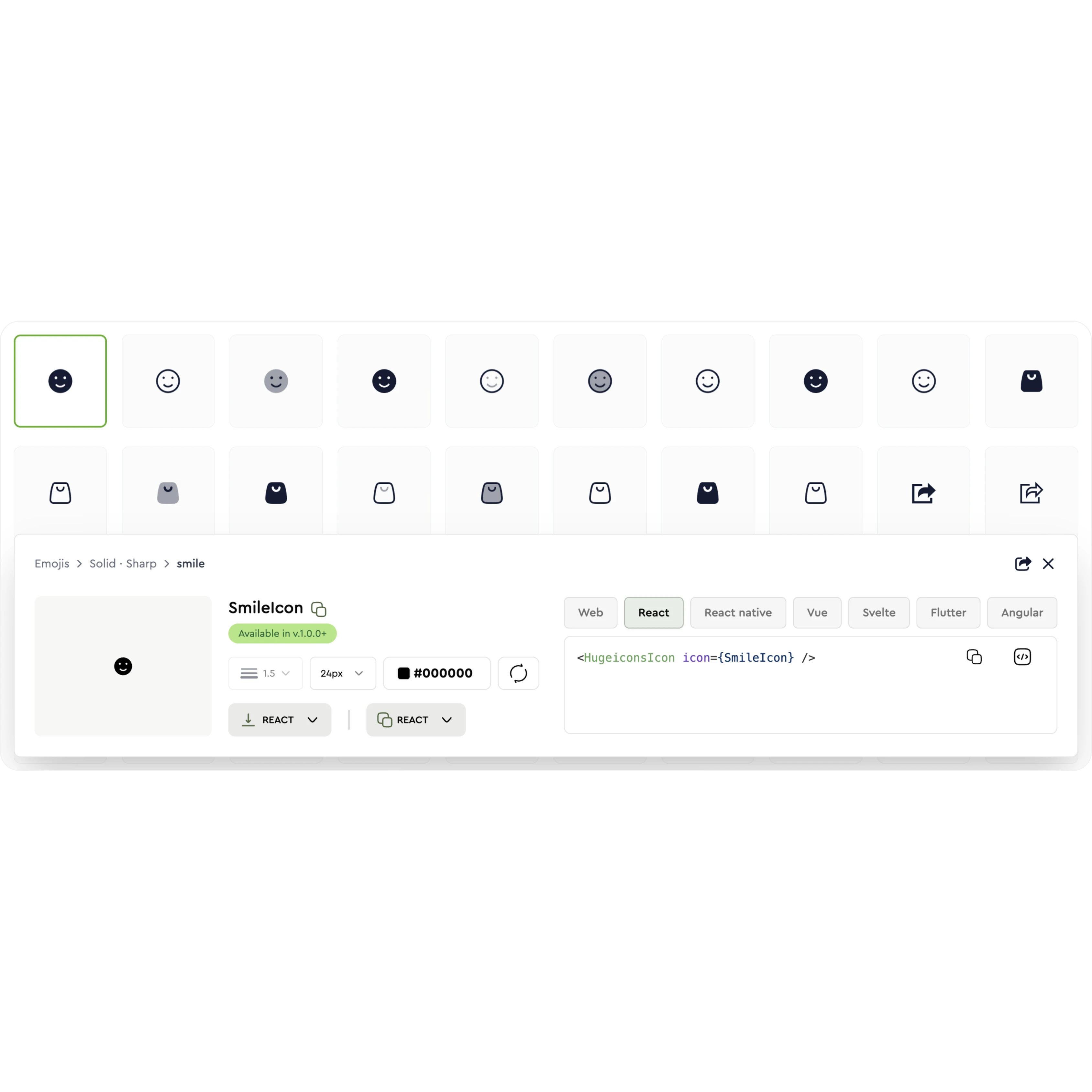 Hugeicons Pro React icons