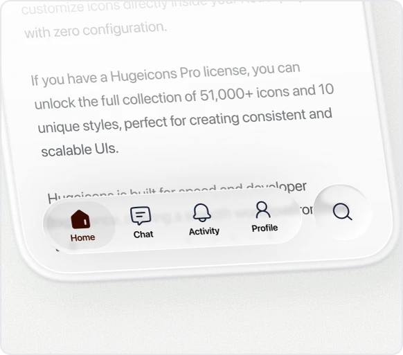 Mobile app interface with Hugeicons icons